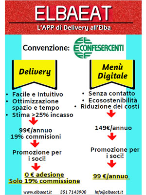 Servizio di delivery all'Elba -  convenzione  Confesercenti-ELBAEAT per i soci