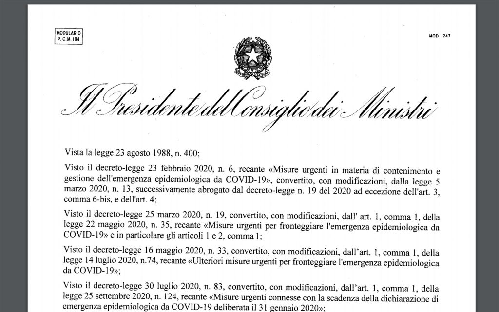 DPCM 18 OTTOBRE Disposizioni dal 19 ottobre. Ecco le novità. Scarica i cartelli.