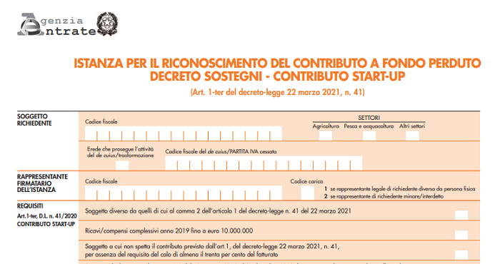 Contributo a fondo perduto per le start-up: ecco il provvedimento dell'Agenzia delle Entrate